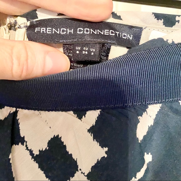 French Connection Navy and Cream tiered skirt - Picture 3 of 5